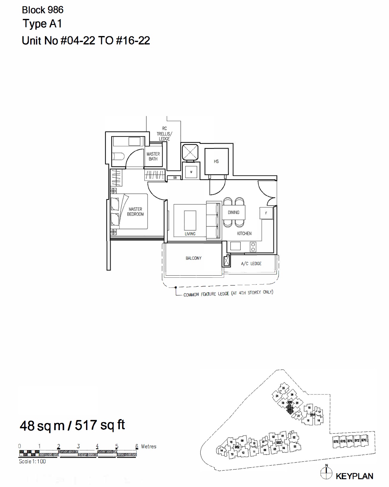 Stars of Kovan 1 Bedroom Floor Plan 3
