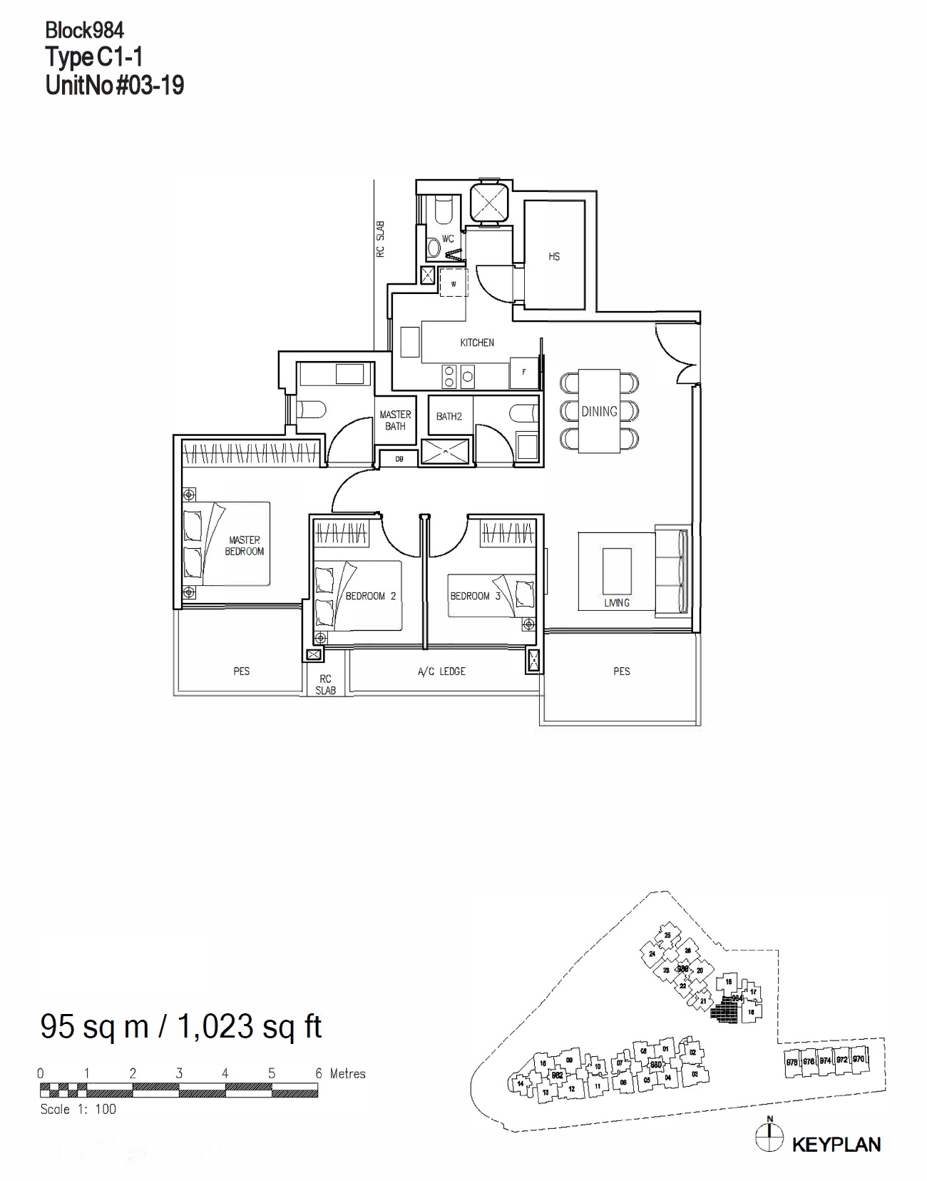 Stars of Kovan 1 Bedroom Floor Plan 7